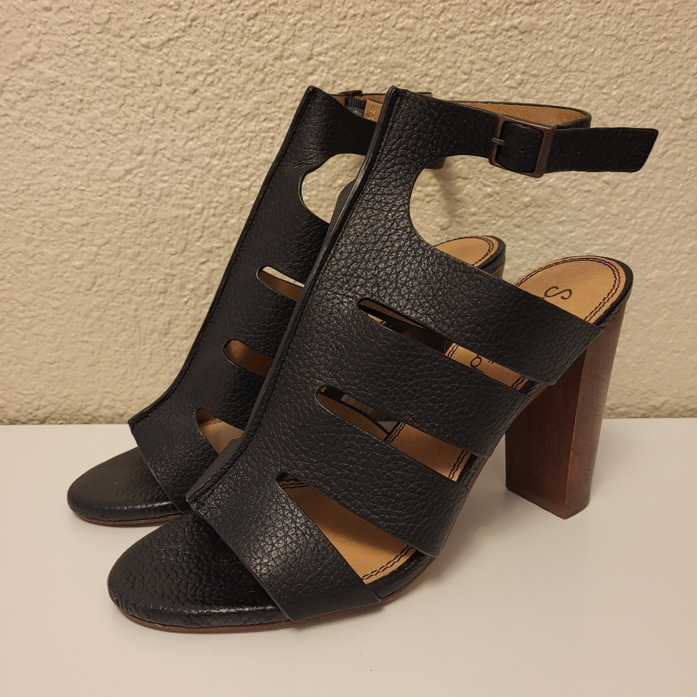 Splendid Black Open Toe Jamey Heels Size 9.5